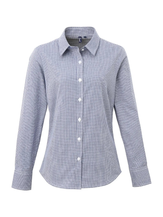 Women's Microcheck (Gingham) LS Cotton Shirt - Tryckeribolaget