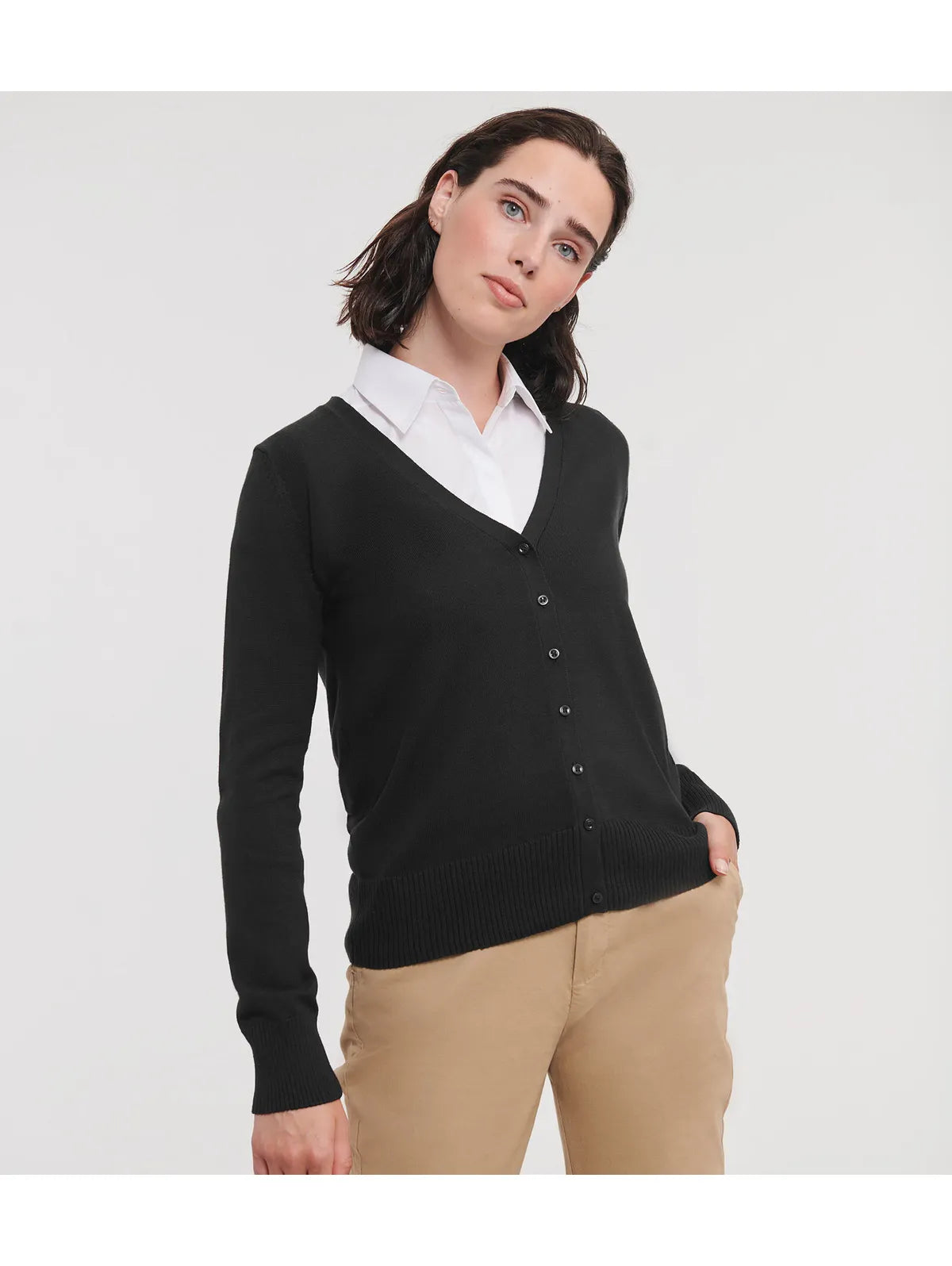 Ladies´ V-Neck Knitted Cardigan