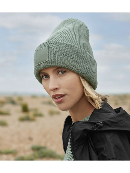 Deep Cuffed Tonal Patch Beanie